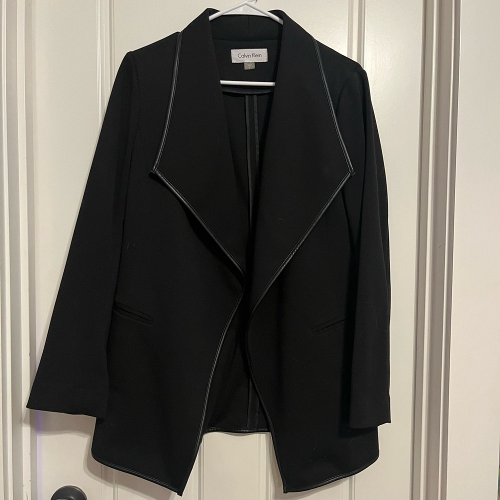 Black Calvin Klein Blazer with Leather Embellishments